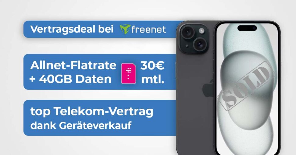 40GB Telekom iPhone 15 Freenet Juni 2024 Banner