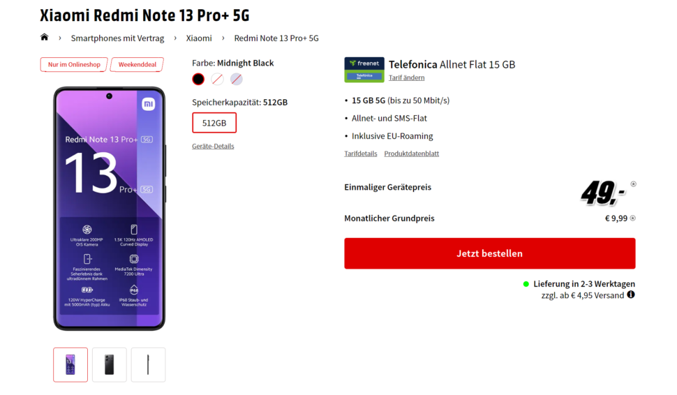 Redmi Note 13 Pro 5G Tarif Angebot MM