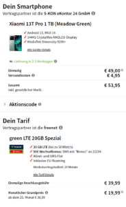 Xiaomi 13T Pro Kosten uebersicht vertragsdeal